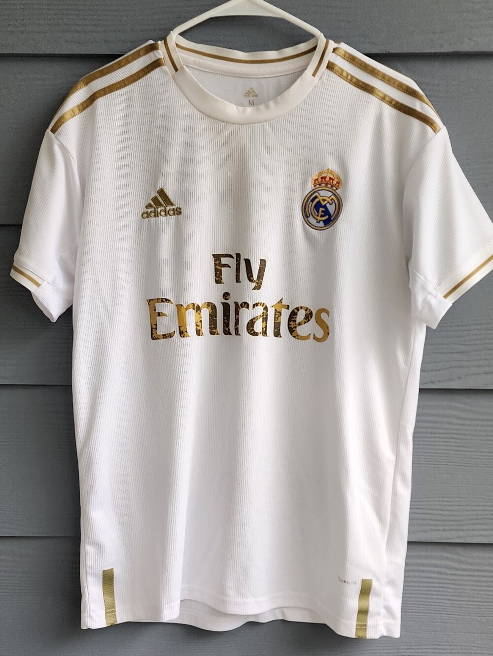Real Madrid 2019-20 Home Football Shirt Jersey - Size M - White Gold Adidas